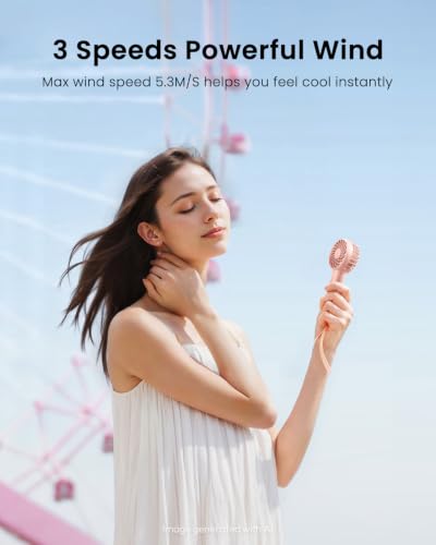Gaiatop Pink Mini Portable Handheld Fan, Travel Essentials for Women & Girls