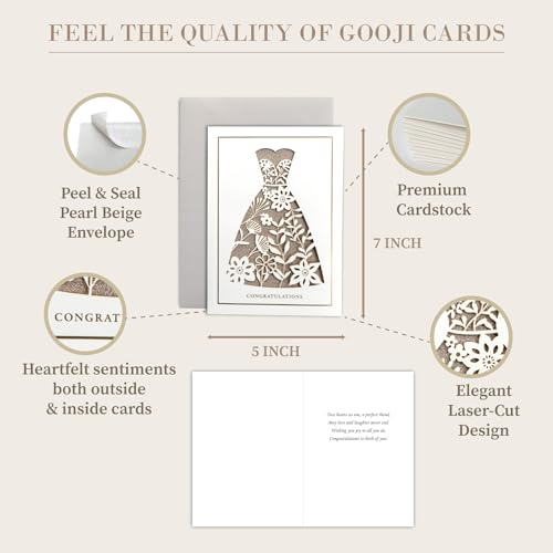Gooji 5x7 Gold Foil Wedding Congratulation Card - Elegant Laser Cut Design