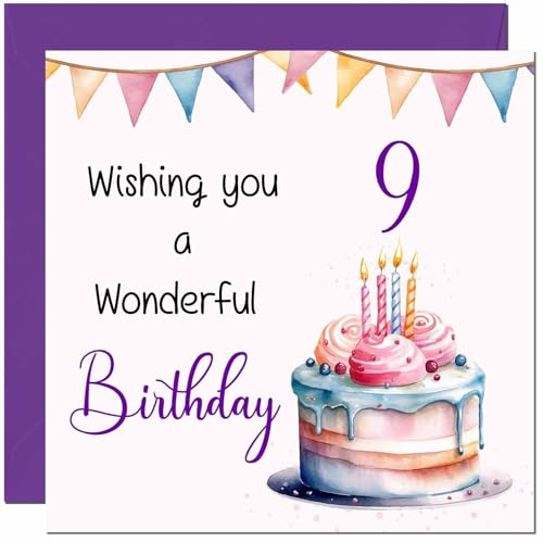 Premium 9th Birthday Card for Girls - Eco-Friendly Design