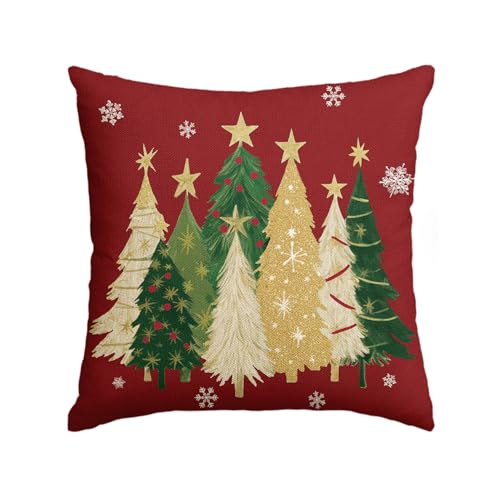 AVOIN colorlife Christmas Snowflake Throw Pillow Cover, 18x18 Inch, Red