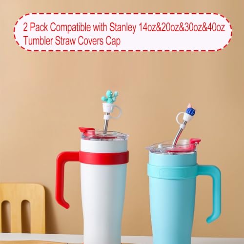 WELTAZ 2 Pack Silicone Straw Covers for Stanley Tumblers