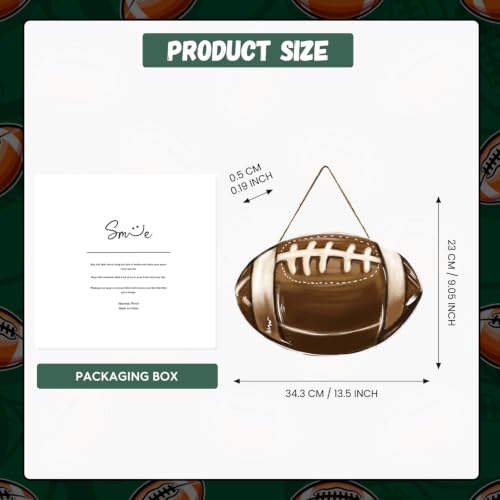 Football Wooden Door Hanger - Decorative Sports Sign for Football Season