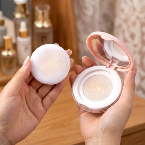Aiyorse 2-Pack Refillable Loose Powder Container with Puff and Mirror