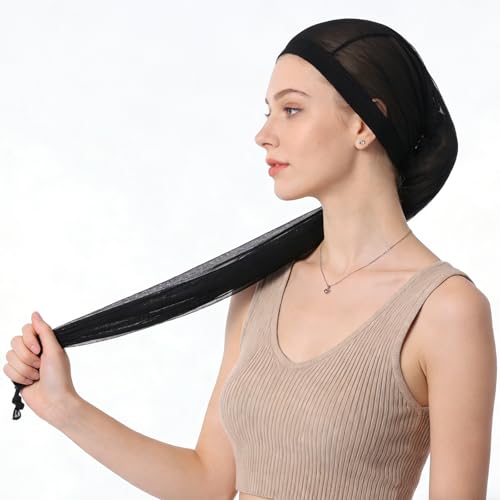 Extra Long Loc Sleeve for Dreadlocks - 28-32" Adjustable Hair Weave Cap Black