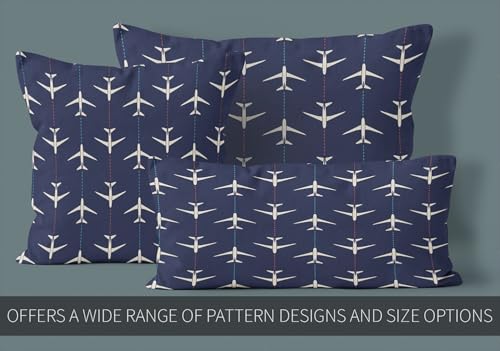 Navy Blue & White Airplanes Throw Pillow Cover - 18" x 18" (Pack of 1)