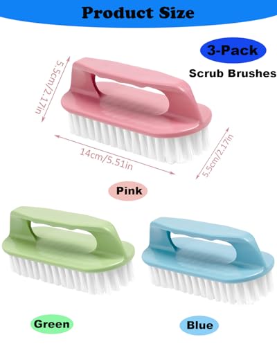 Ganganmax Heavy Duty Scrub Brush Set - 3 Pack Stiff Bristle Scrubber