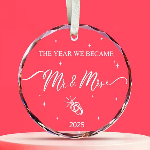 First Married Glass Ornament - Mr and Mrs Wedding Gift