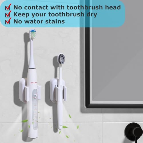 White 2-Pack Wall Mounted Electric Toothbrush Holders Waterproof & Adhesive