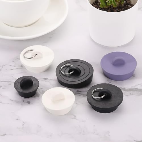 uxcell Rubber Drain Stopper Set - 2 Inch to 2-1/8 Inch, Black