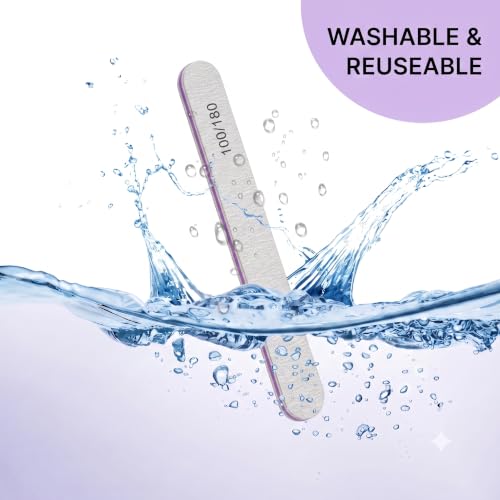 CHICREEN 100/180 Grit Nail Files 12-Pack, Double-Sided Emery Boards for Acrylic & Natural Nails