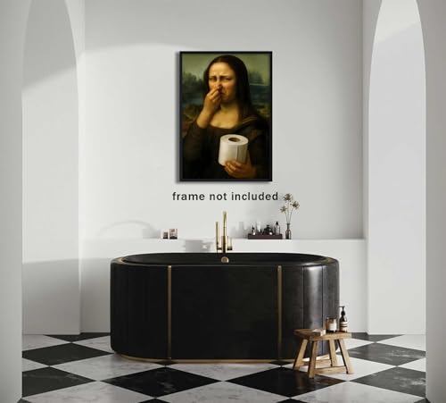 Mona Lisa Bathroom Wall Art - Humorous 8x10 Unframed Decor