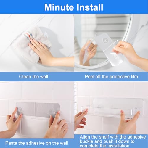 2 Pack Shower Caddy Adhesive Shelf - No Drill Wall Mount, 10.5x2.8 in