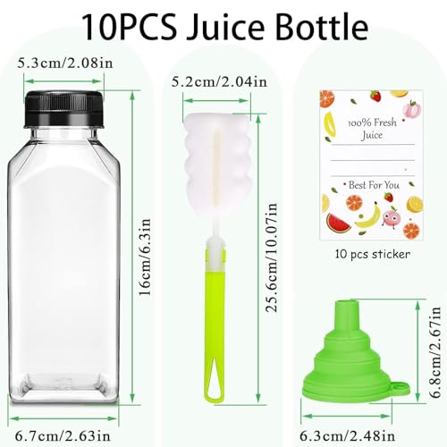 Sonfon 12oz Plastic Juice Bottles with Tamper-Evident Caps, 10 Pack