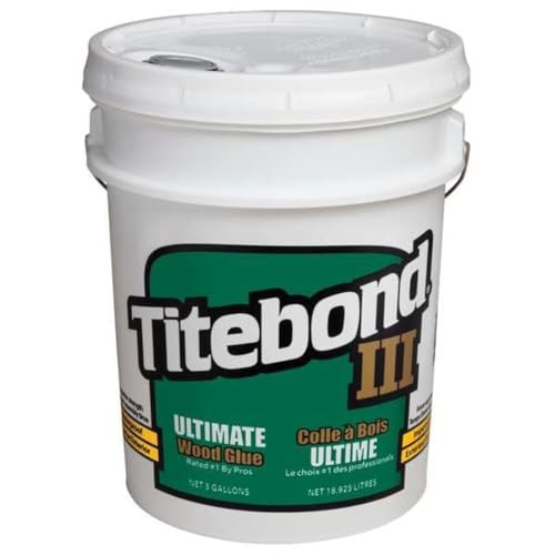 Titebond III Ultimate Waterproof Wood Glue 5 Gal. - Professional Strong Adhesive, Exterior/Interior