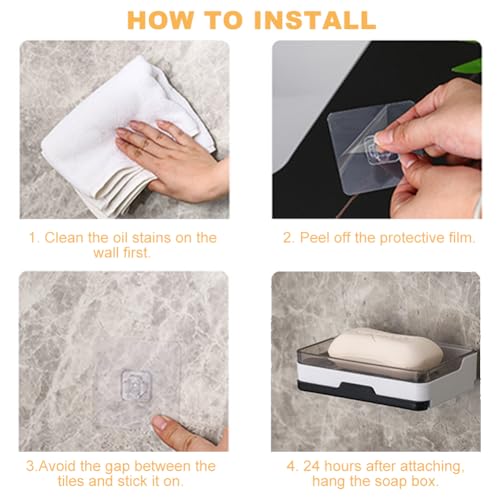 Wall Mounted Soap Dish with Drawer Drip Tray - 2 Pack, White