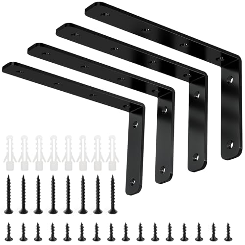 YUMORE 5x3 Inch Heavy Duty L Brackets - Stainless Steel Corner Brace, 4 Pack