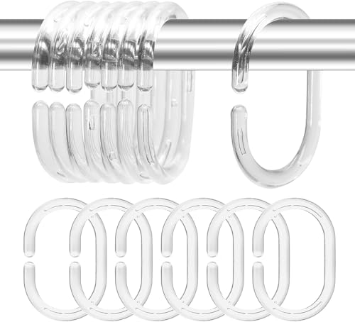 Kilymezh Clear Shower Curtain Rings - 24 Pack C-Shaped Hooks