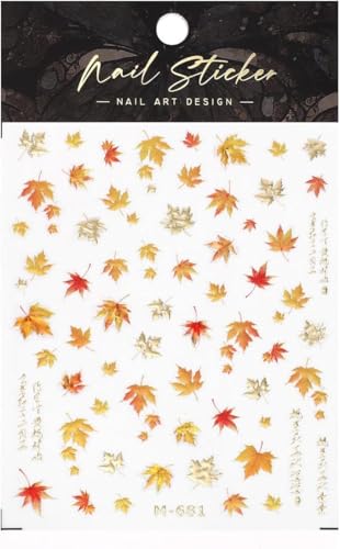 Sinbana 5D Self-Adhesive Fall Maple Leaf Nail Stickers