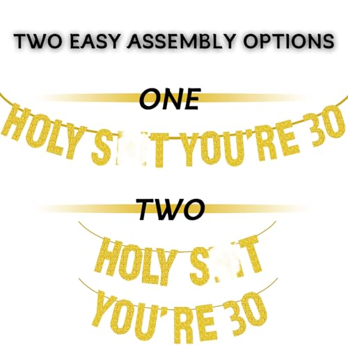 Gold Glitter 30th Birthday Banner for Men & Women - Party Decor