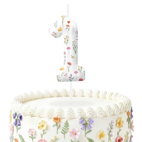 HCCYENLAN Wildflower Number Candles - Floral Cake Topper for Spring Parties (1)
