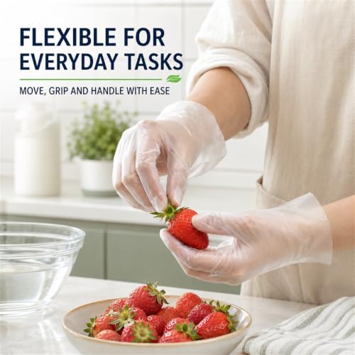Disposable TPE Gloves - 100 Count, Food Safe, Latex-Free, Sizes S-XL