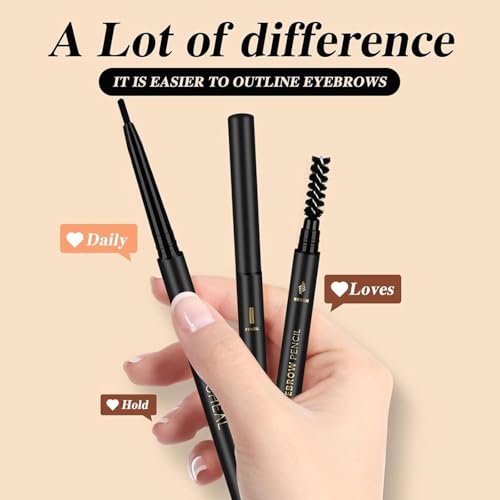 O'CHEAL Waterproof Black Eyebrow Pencil with Spoolie Brush