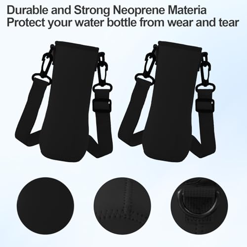 2 Pcs Sleeve Compatible with Cirkul Water Bottle 32oz,Water Bottle Sleeve for Cirkul Tumbler & Stainless Steel,Neoprene Insulated Bottles for Tumbler & Stainless Steel Bottles Accessories(Black)