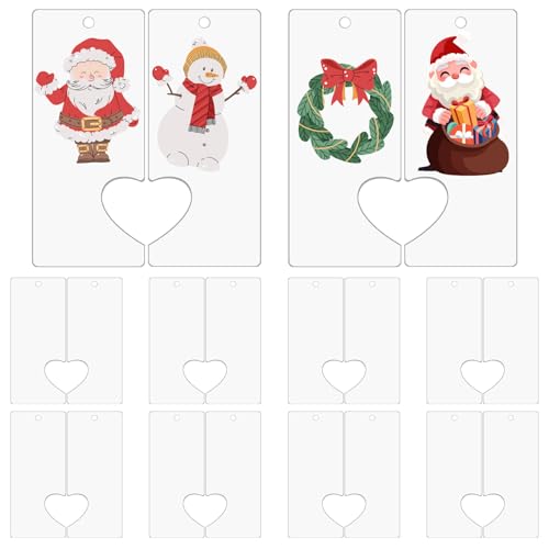 Rectangle Split Acrylic Christmas Ornaments Blanks - Clear Keychain Discs, 20 Pcs, 3 x 7cm