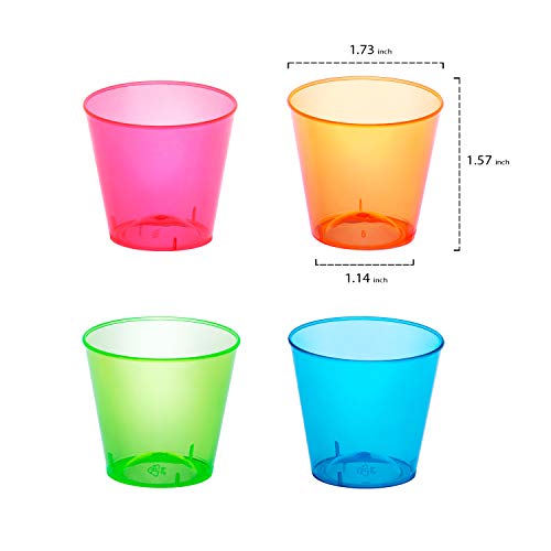 1-Ounce Neon Shot Glasses, 50-Count Hard Plastic Set