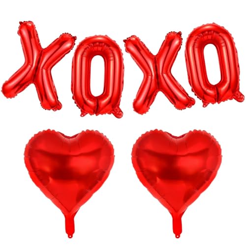 6-Pack XOXO Red Heart & Letter Balloons for Valentine's Day