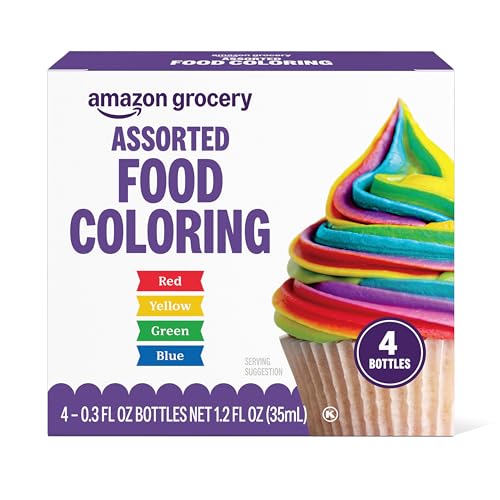 Assorted Food Coloring Set - 4 Bottles (Red, Yellow, Green, Blue) - 1.2 Fl Oz