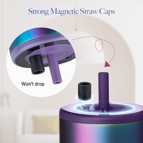 2 Pack Magnetic Straw Caps Compatible with Br?Mate All Era and Resa Tumblers, Silicone Straw Caps Toppers Compatible with Brumate Accessories, Covers Protectors BPA Free (Black)