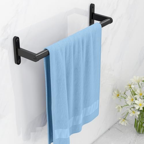 16-Inch Black Wall Mounted Towel Bar, Heavy Duty Stainless Steel Towel Rack