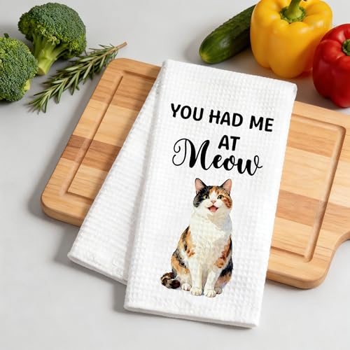 Calico Cat Hand Towel, 16x24 Decorative Funny Animal Dish Towel for Bathroom