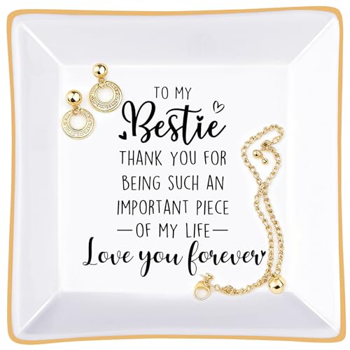 To My Bestie Ceramic Jewelry Dish - Square Trinket Tray for Jewelry