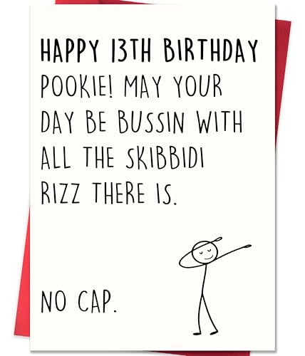 Funny 13th Birthday Card for Teenagers - Gen Z Slang Design ZN212