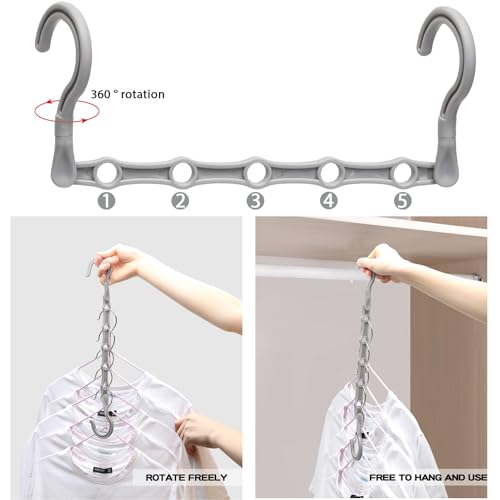 HAOWWLAI 4-Pack Space Saving Clothes Hangers with 5 Holes & Enclosed Slots