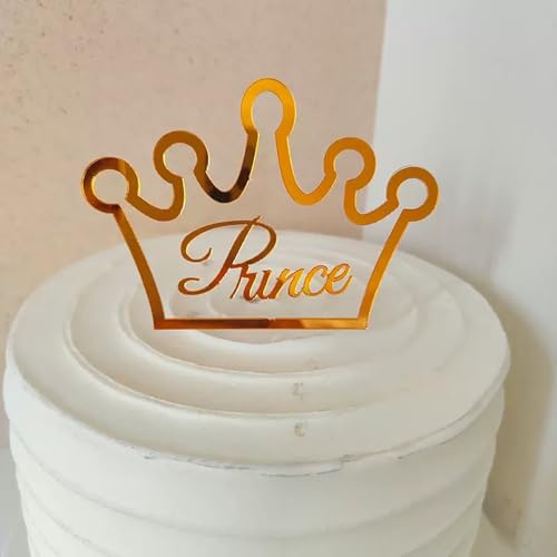 Crown Prince Cake Topper Gold Acrylic Birthday Party Decoration
