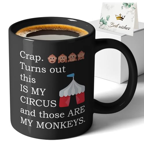 Funny Monkeys Circus Mug - Humorous Office & Parenting Tea Cup Gift