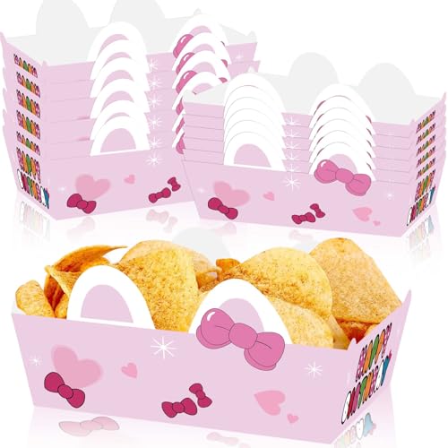 24PCS Pink Cat-Themed Party Food Trays – Disposable Serving Trays