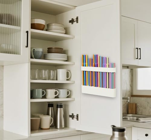 Silicone Straw Holder for Cabinet Door - Adjustable Kitchen Organizer