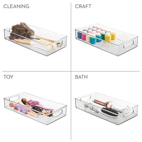 Extra Long Clear Plastic Pantry Organizers - 4-Pack Storage Bins