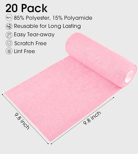 KitchLife Reusable Microfiber Cleaning Cloth Roll - Pink, 20 Tear-Away Sheets