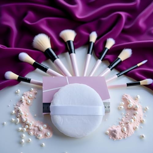 Juroicessry 5-Inch Jumbo Powder Puff - Extra Large Soft Velvety Body & Face Makeup Setting Puff