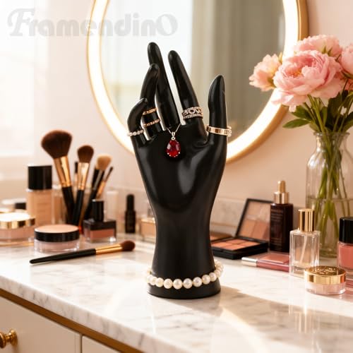 Framendino Black Mannequin Hand Jewelry Display Stand for Rings & Bracelets