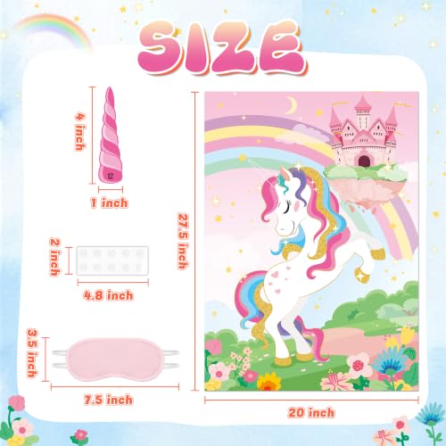 Pin the Horn on the Unicorn Party Game Set - Reusable Birthday Activity