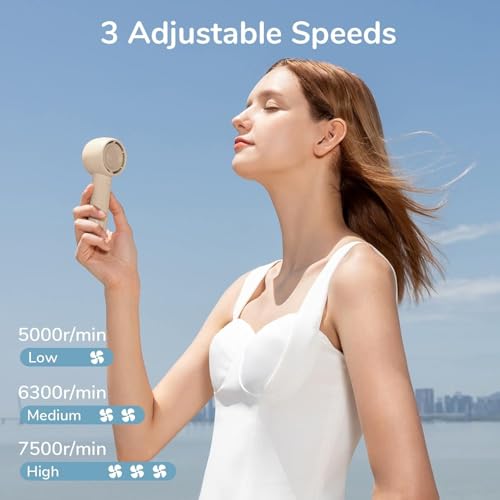 JISULIFE Mini Portable Bladeless Fan | USB Rechargeable, 3 Speeds, Lightweight Design for Travel