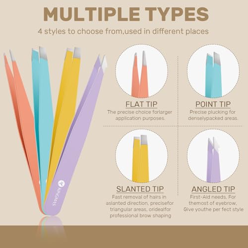 KINGMAS 10-Piece Eyebrow Tweezer, Scissor & Razor Grooming Kit with Case