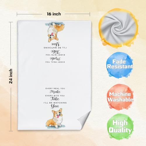 Funny Corgi Kitchen Towels - Set of 2 Decorative Hand Towels 16x24