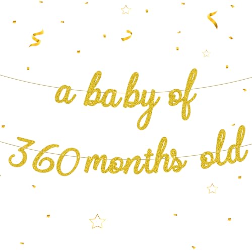 Gold Glitter Happy Birthday Banner for 30-Year Milestone